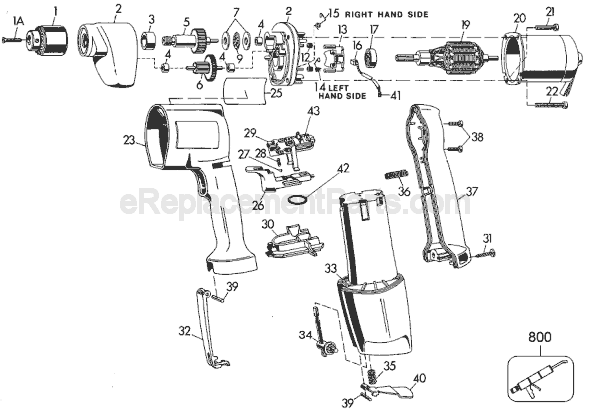Page A Diagram and Parts List for 1941 Type 4 Black and Decker Cordless Drill